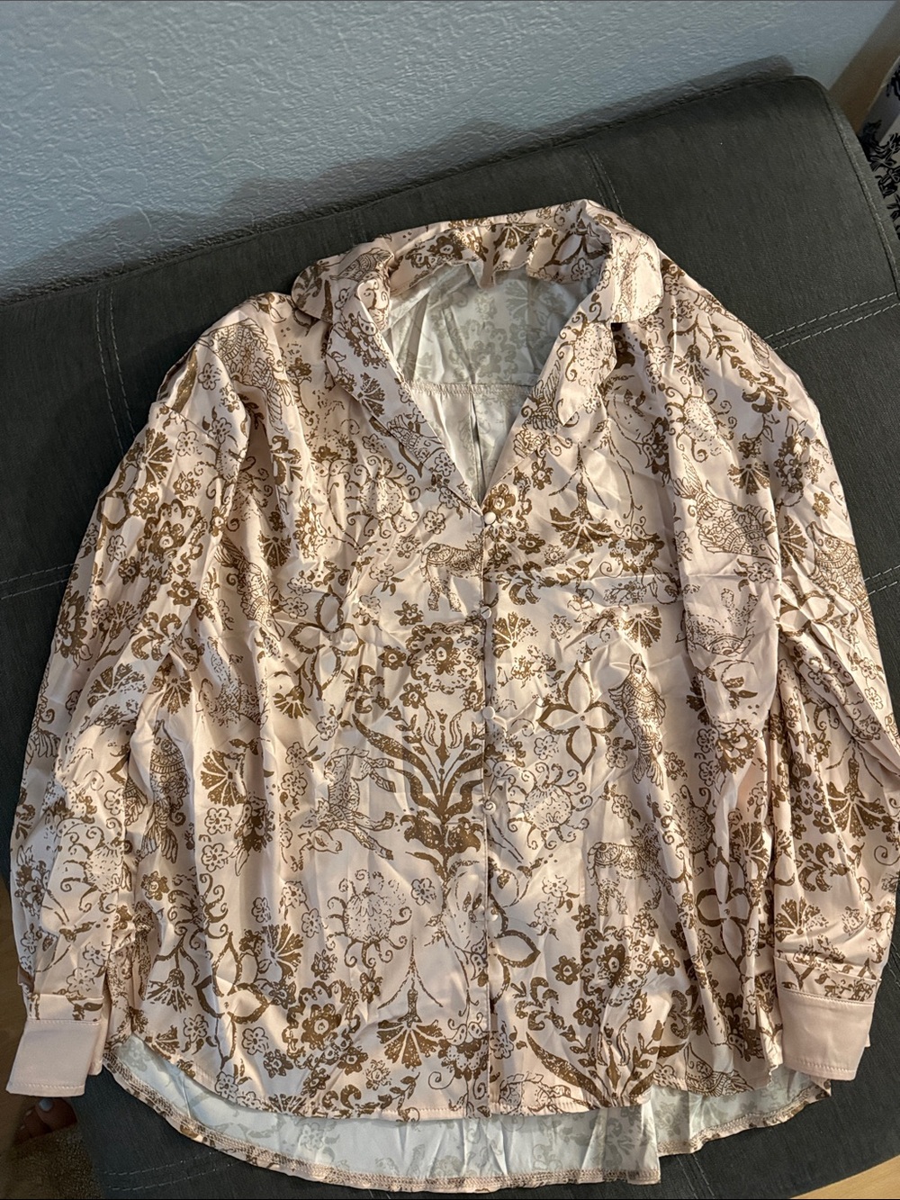 NWOT Printed Satin Pajama Set